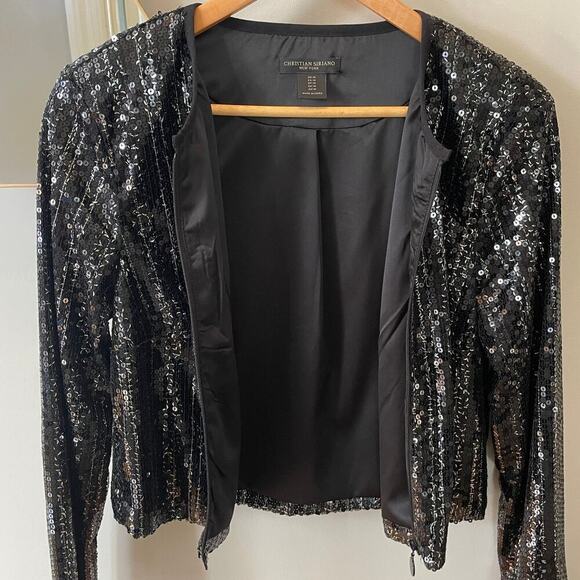 Christian Siriano Black Sequin Evening Jacket | Size M (Runs Small), EUC - Picture 4 of 6